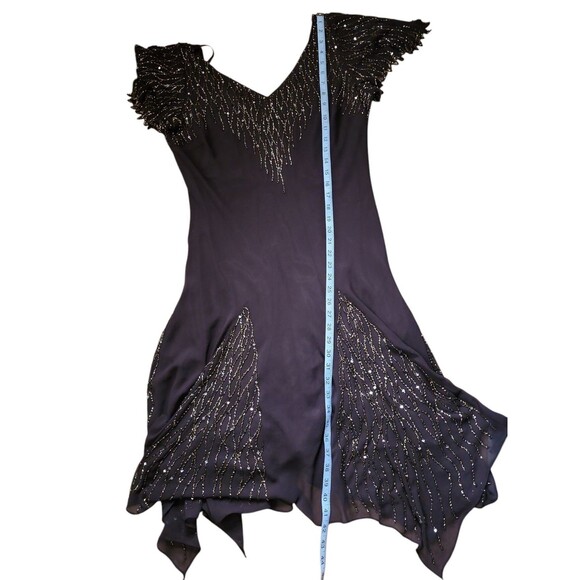 Jkara Vintage Y2K Brown Sequined Fairy Whimsygoth Midi Dress Size 16 Asymmetric - Picture 8 of 8